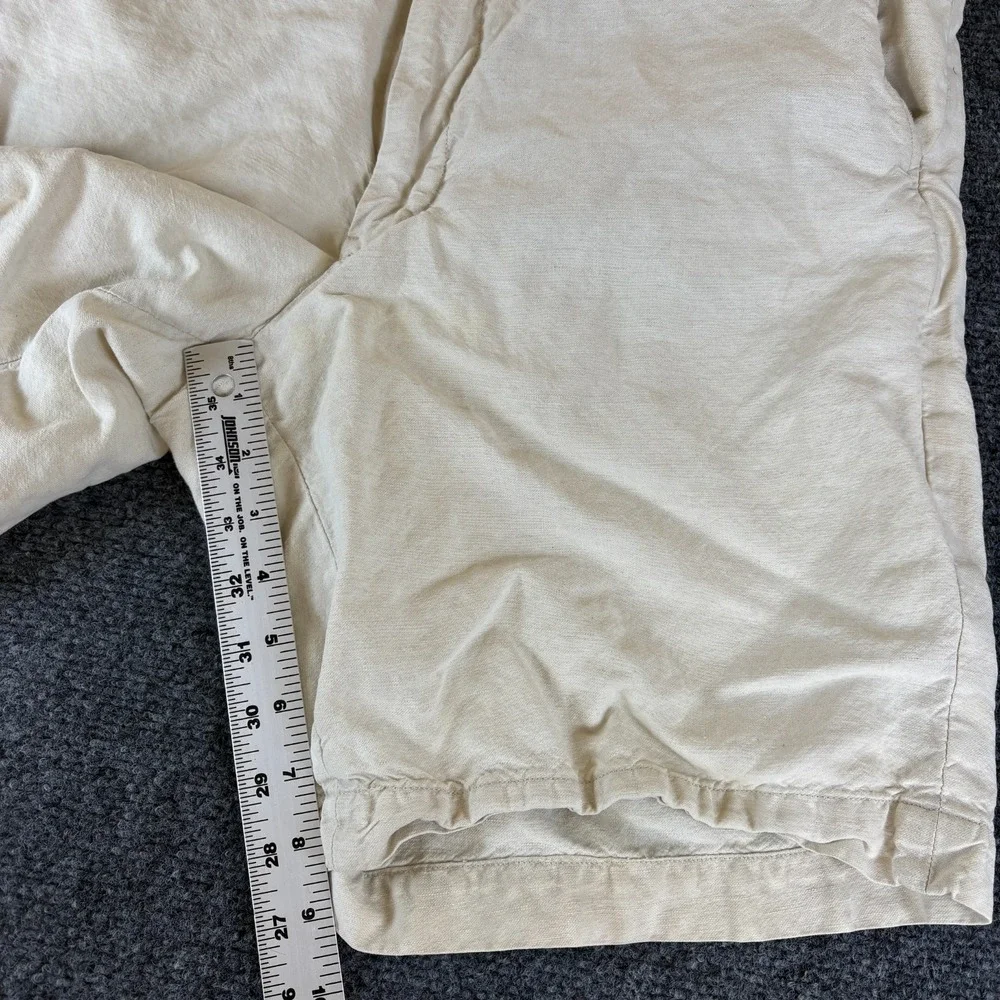 Banana Republic Chino Shorts Mens 32x8 Cream Linen Slash Pockets Casual Summer